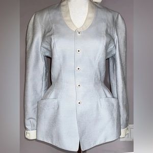 Vintage Haute Couture Light Blue Thierry Mugler Jacket Blazer Sz 38